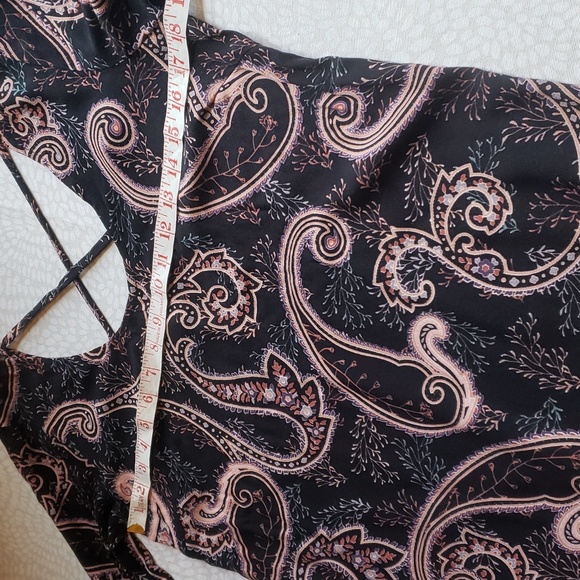 Black Paisley Print Cold Arm Tunic Dress Size XS - Picture 9 of 15